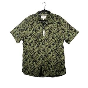 Goodthreads Button Down Shirt Mens Green Camo Abstract Short Sleeve XL